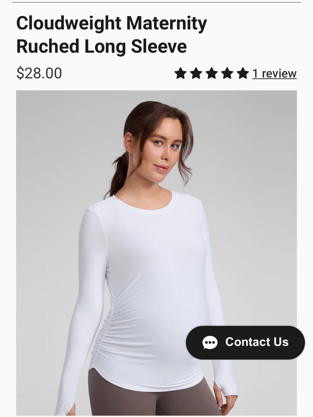 CRZ Yoga Cloudweight Maternity Ruched Long Sleeve Top - White, black and purple